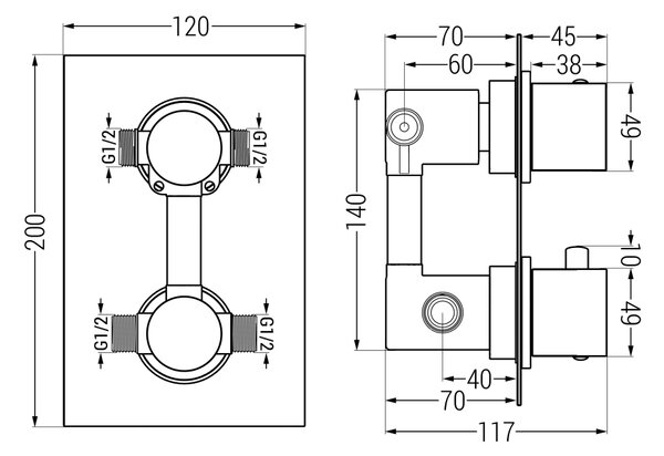 Mexen Cube DR02 set doccia da incasso con soffione 30 cm, cromo - 77502DR0230-00
