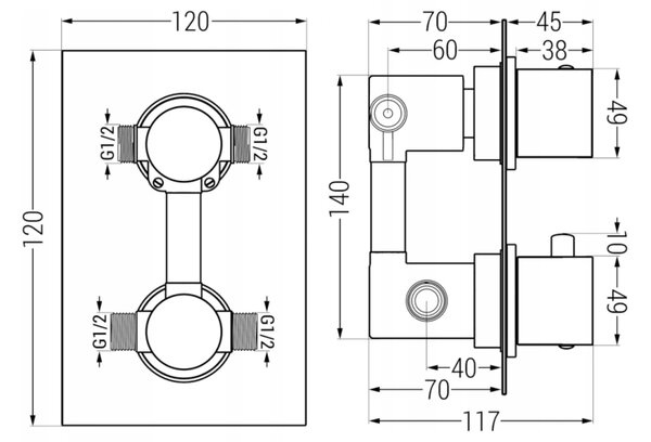 Mexen Cube DR02 set doccia a incasso con soffione 25 cm, dorato - 77502DR0225-50