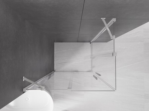 Mexen Velar Duo cabina doccia scorrevole 90 x 80 cm, trasparente, cromo - 871-090-080-02-01