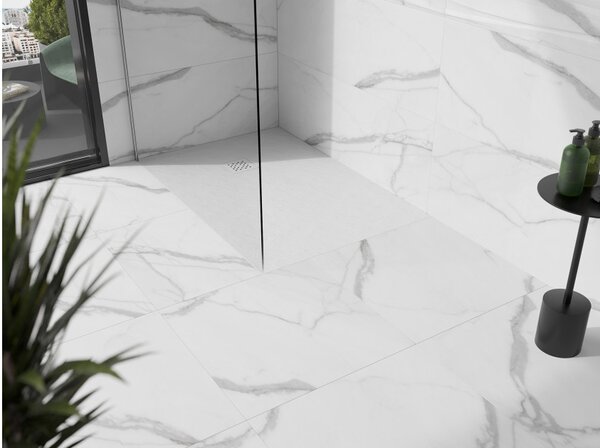 Mexen Stone+ piatto doccia rettangolare in composito 120 x 100 cm, bianco, copertura bianca - 44101012-W