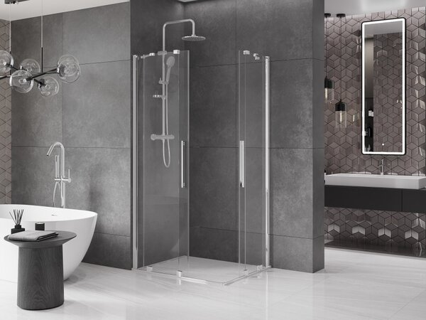 Mexen Velar Duo cabina doccia scorrevole 90 x 80 cm, trasparente, cromo - 871-090-080-02-01