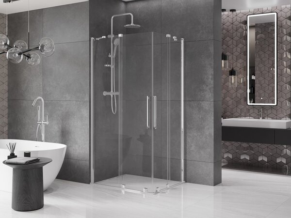 Mexen Velar Duo cabina doccia scorrevole 90 x 80 cm, trasparente, cromo - 871-090-080-02-01