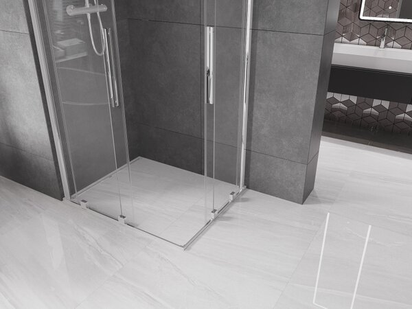 Mexen Velar Duo cabina doccia scorrevole 90 x 80 cm, trasparente, cromo - 871-090-080-02-01