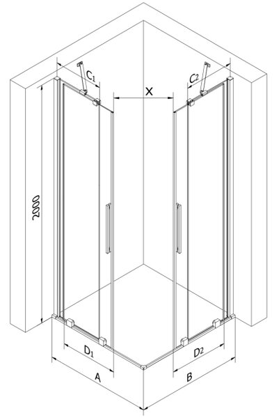 Mexen Velar Duo cabina doccia scorrevole 90 x 80 cm, trasparente, cromo - 871-090-080-02-01