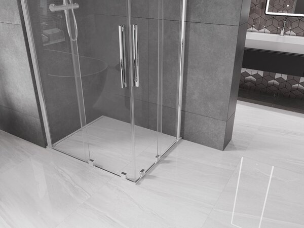 Mexen Velar Duo cabina doccia scorrevole 90 x 80 cm, trasparente, cromo - 871-090-080-02-01