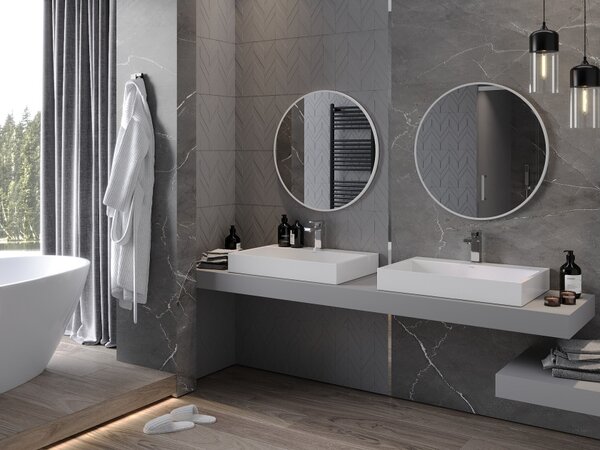Mexen Loft specchio da bagno rotondo 70 cm, cornice bianca - 9850-070-070-000-20