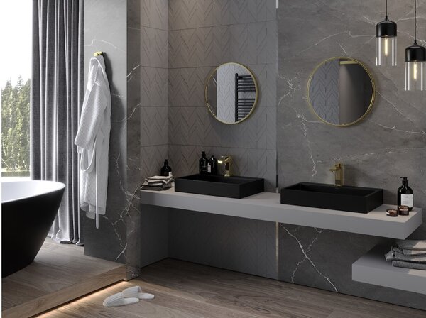 Mexen Loft specchio da bagno rotondo 40 cm, cornice dorata - 9850-040-040-000-50