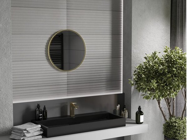 Mexen Loft specchio da bagno rotondo 40 cm, cornice dorata - 9850-040-040-000-50