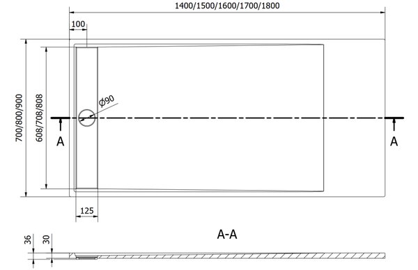 Mexen Amon piatto doccia rettangolare SMC 140 x 70 cm, bianco - 4F107014