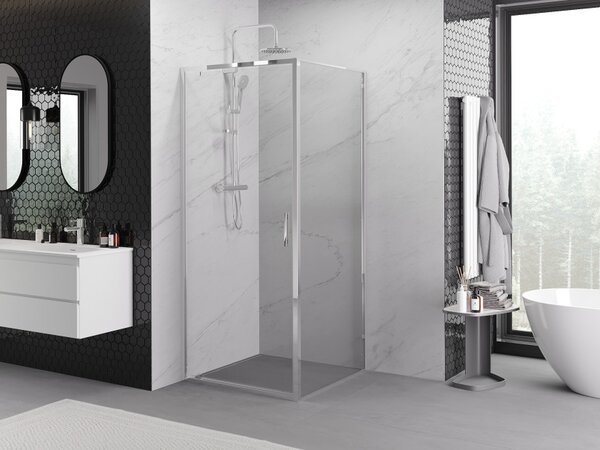 Mexen Exo-BR cabina doccia a battente 90 x 90 cm, trasparente, cromato - 8181-090-090-01-00
