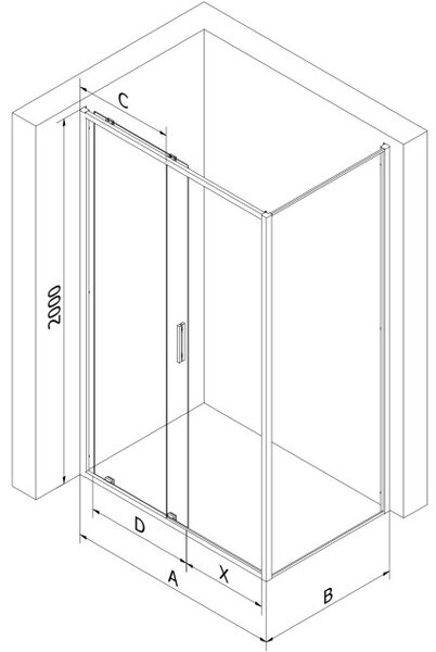 Mexen Exo cabina doccia scorrevole 100 x 80 cm, trasparente, nero - 8151-100-080-70-00