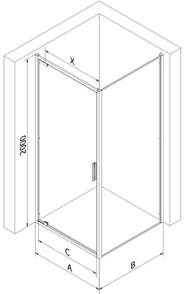 Mexen Exo cabina doccia apribile 90 x 90 cm, trasparente, nera - 8181-090-090-70-00
