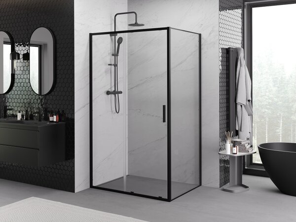 Mexen Exo-S cabina doccia scorrevole 120 x 90 cm, trasparente, nera - 8151-120-090-70-00