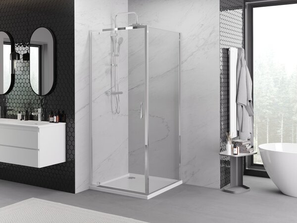 Mexen Exo-BR cabina doccia a battente 90 x 90 cm, trasparente, cromato - 8181-090-090-01-00