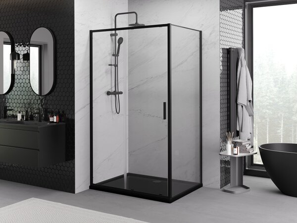 Mexen Exo cabina doccia scorrevole 100 x 80 cm, trasparente, nero - 8151-100-080-70-00
