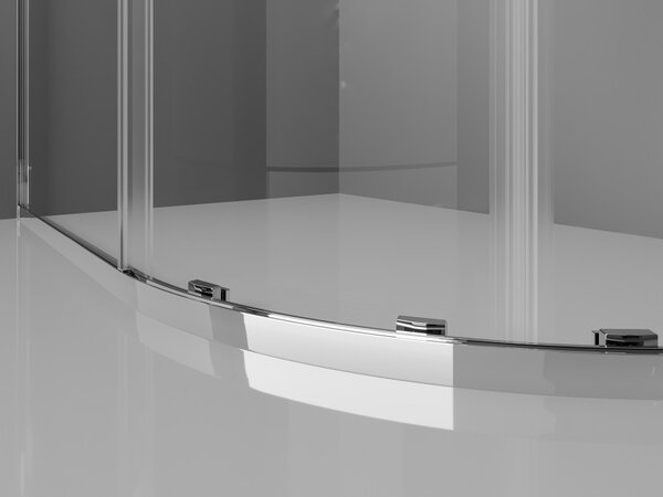 Mexen Exo cabina doccia semicircolare asimmetrica scorrevole 90 x 80 cm, trasparente, cromo - 8132-090-080-01-00