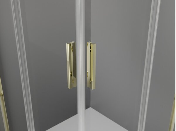 Mexen Exo cabina doccia quadrata scorrevole 100 x 100 cm, trasparente, oro - 8111-100-100-50-00