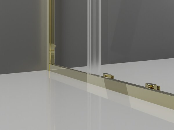 Mexen Exo cabina doccia quadrata scorrevole 100 x 100 cm, trasparente, oro - 8111-100-100-50-00
