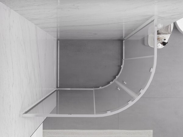 Mexen Exo cabina doccia semicircolare asimmetrica scorrevole 90 x 80 cm, trasparente, cromo - 8132-090-080-01-00