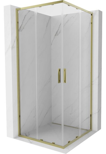 Mexen Exo cabina doccia quadrata scorrevole 100 x 100 cm, trasparente, oro - 8111-100-100-50-00
