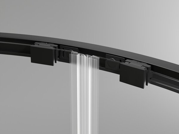 Mexen Exo cabina doccia semicircolare asimmetrica scorrevole 90 x 80 cm, trasparente, nero - 8132-090-080-70-00