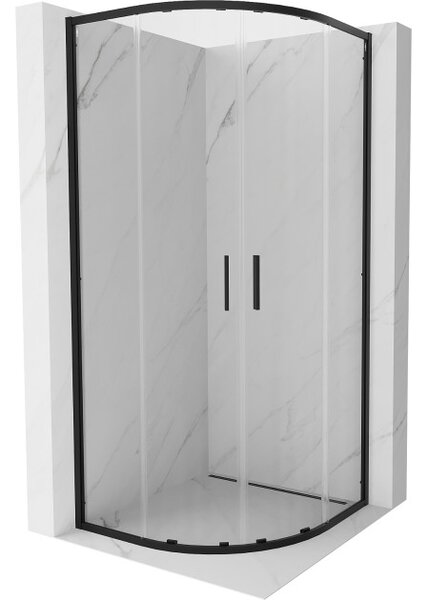 Mexen Exo cabina doccia semicircolare scorrevole 90 x 90 cm, trasparente, nera - 8132-090-090-70-00