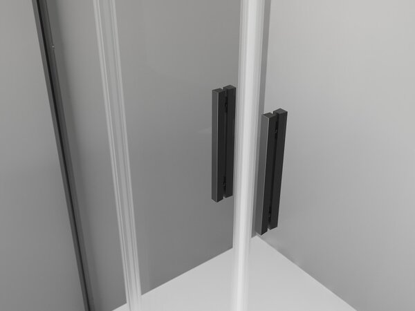 Mexen Exo cabina doccia semicircolare asimmetrica scorrevole 90 x 80 cm, trasparente, nero - 8132-090-080-70-00