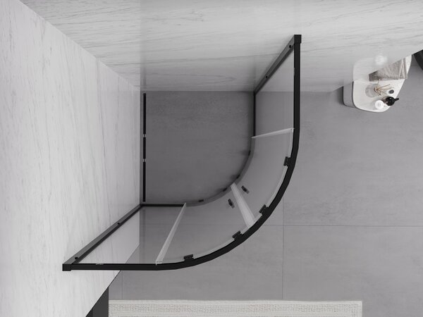 Mexen Exo cabina doccia semicircolare scorrevole 90 x 90 cm, trasparente, nera - 8132-090-090-70-00