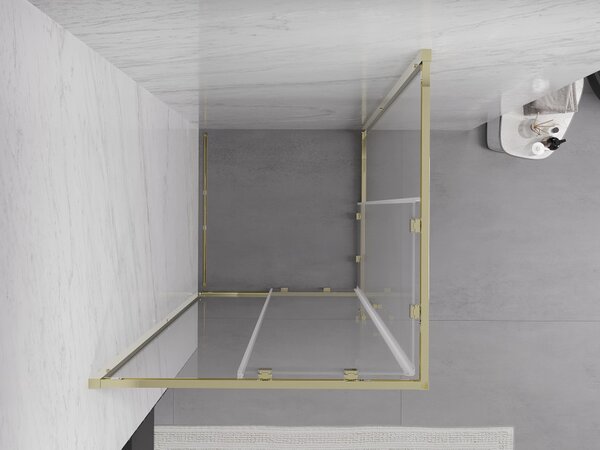 Mexen Exo cabina doccia quadrata scorrevole 100 x 100 cm, trasparente, oro - 8111-100-100-50-00