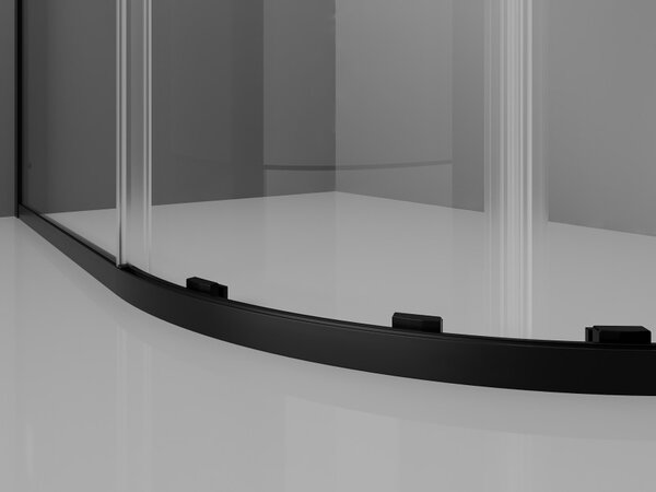 Mexen Exo cabina doccia semicircolare asimmetrica scorrevole 90 x 80 cm, trasparente, nero - 8132-090-080-70-00