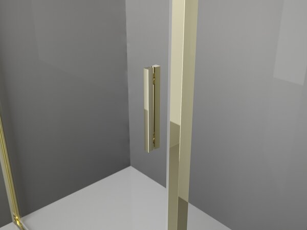 Mexen Exo cabina doccia pentagonale a battente 90 x 90 cm, trasparente, oro - 812-090-090-50-00