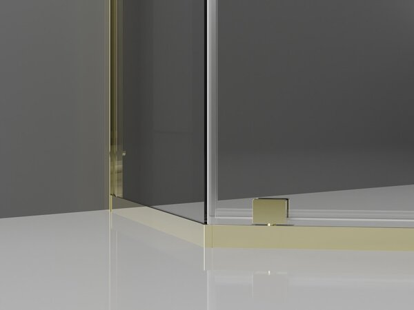 Mexen Exo cabina doccia pentagonale a battente 90 x 90 cm, trasparente, oro - 812-090-090-50-00