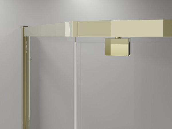 Mexen Exo cabina doccia pentagonale a battente 90 x 90 cm, trasparente, oro - 812-090-090-50-00
