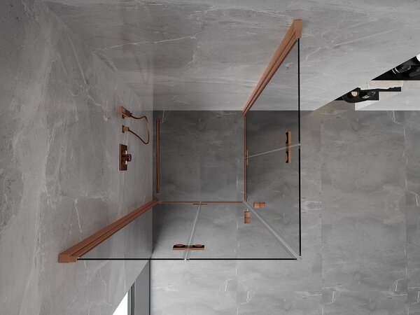 Mexen Mist-F Duo cabina doccia pieghevole 80 x 80 cm, trasparente, rame spazzolato - 8A6-080L-080P-65-00