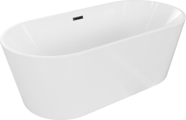Mexen Luna vasca da bagno indipendente 140 x 75 cm, bianca, troppopieno nero - 52031407500-70