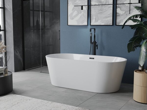 Mexen Luna vasca da bagno indipendente 140 x 75 cm, bianca, troppopieno nero - 52031407500-70