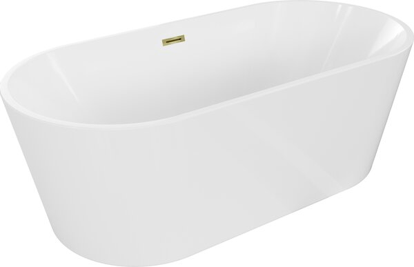 Mexen Luna vasca da bagno indipendente 140 x 75 cm, bianca, troppopieno dorato - 52031407500-50