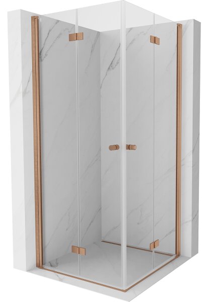 Mexen Mist-F Duo cabina doccia pieghevole 80 x 80 cm, trasparente, rame spazzolato - 8A6-080L-080P-65-00