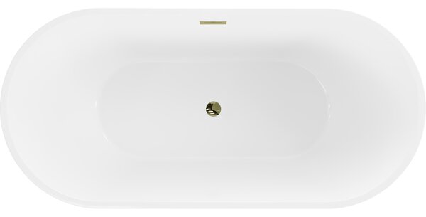 Mexen Luna vasca da bagno indipendente 140 x 75 cm, bianca, troppopieno dorato - 52031407500-50