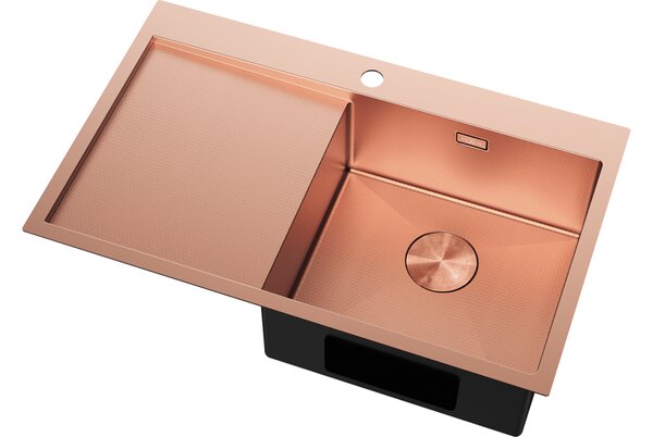 Mexen Exar lavello in acciaio inox a 1 vasca con scolapiatti, destro 780 x 480 mm, rame HC - 6434781010P-65HC