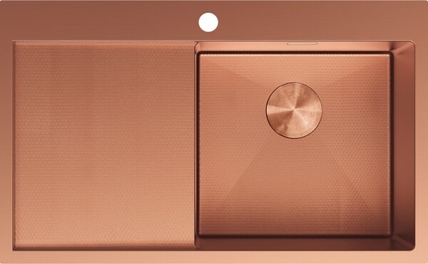 Mexen Exar lavello in acciaio inox a 1 vasca con scolapiatti, destro 780 x 480 mm, rame HC - 6434781010P-65HC