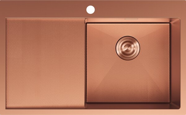Mexen Exar lavello in acciaio inox a 1 vasca con scolapiatti, destro 780 x 480 mm, rame HC - 6434781010P-65HC