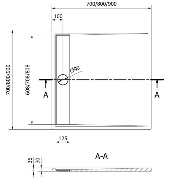 Mexen Amon piatto doccia quadrato SMC 90 x 90 cm, bianco - 4F109090