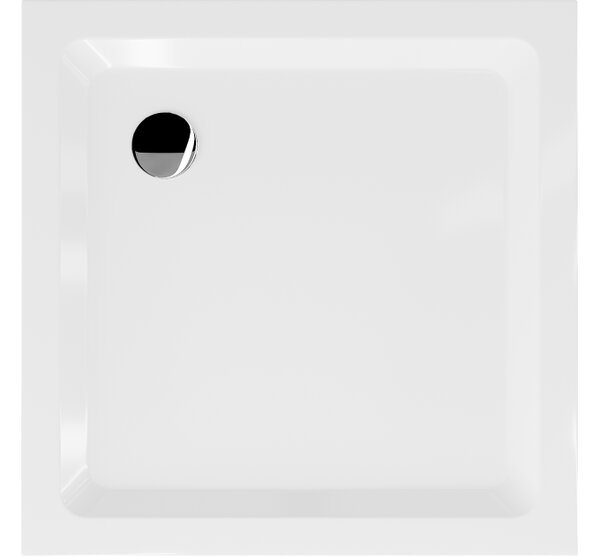 Mexen Flat piatto doccia quadrato slim 80 x 80 cm, bianco, sifone cromato - 40108080