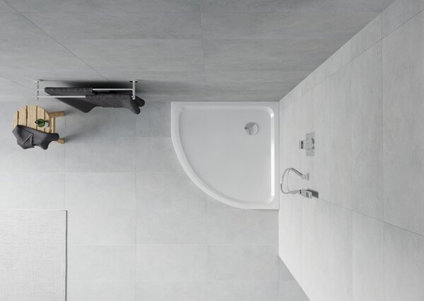 Mexen Flat piatto doccia semicircolare slim 90 x 90 cm, bianco, sifone cromato - 41109090