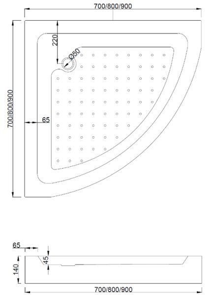 Mexen Rio piatto doccia semicircolare 70 x 70 cm, bianco - 47107070