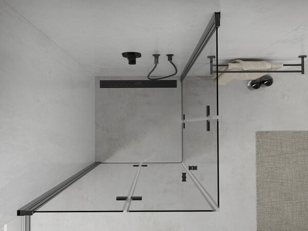 Mexen Lima Duo cabina doccia pieghevole 80 x 80 cm, trasparente, nero - 856-080-080-70-00-02