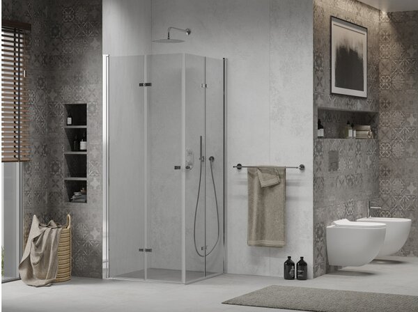 Mexen Lima Duo cabina doccia pieghevole 90 x 90 cm, trasparente, cromo - 856-090-090-02-00