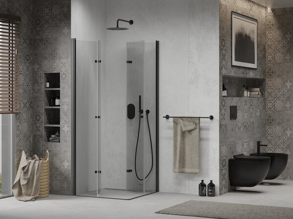 Mexen Lima Duo cabina doccia pieghevole 80 x 80 cm, trasparente, nero - 856-080-080-70-00-02