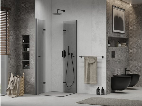 Mexen Lima Duo cabina doccia pieghevole 80 x 80 cm, trasparente, nero - 856-080-080-70-00-02